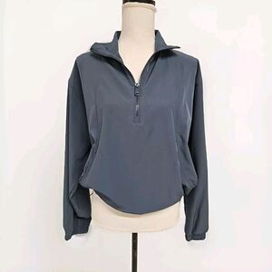 Rae Mode Perfect‎ Game Quarter Zip Pockets Cinched Waist Bomber Jacket Blue Sz S